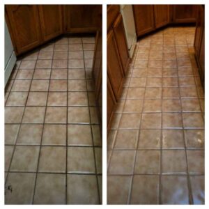 kitchen tile cleaning before and after